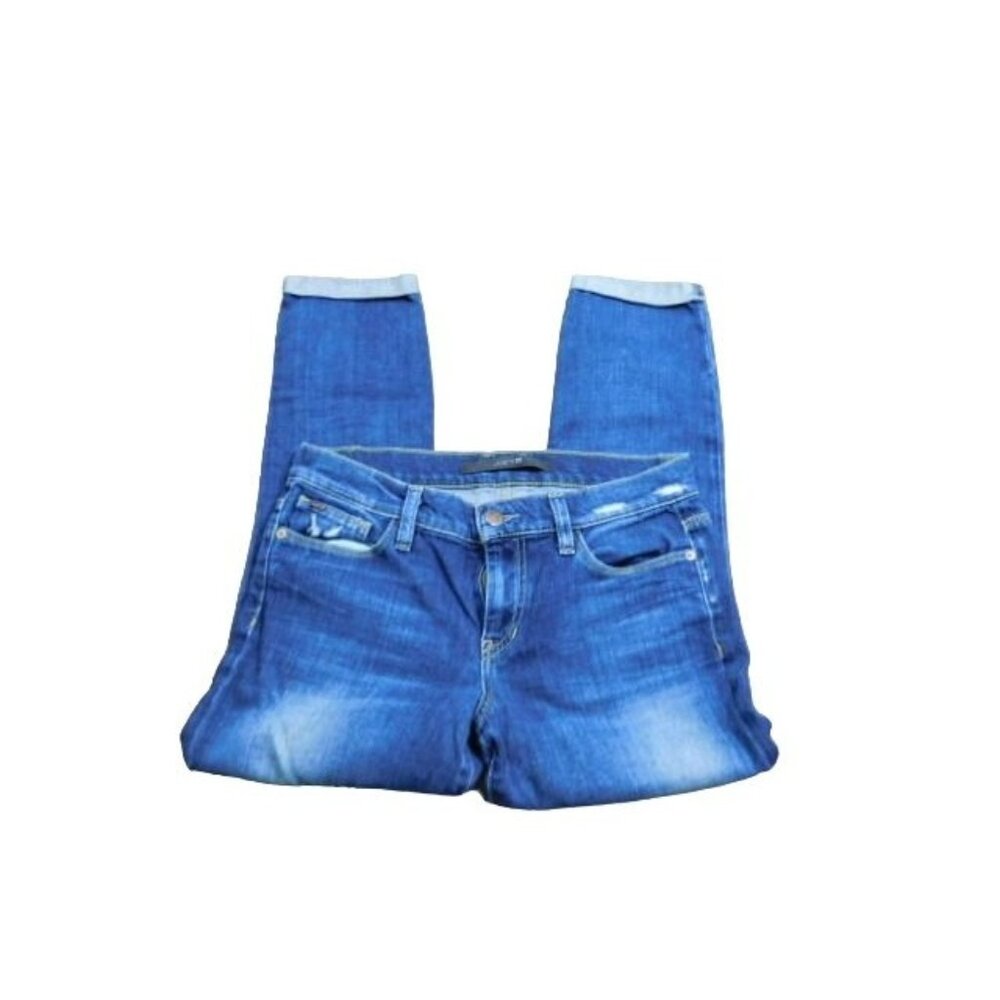 Joe's Size 26 Distressed STRETCH Kicker Crop Ankle Denim Jeans - Picture 2 of 3